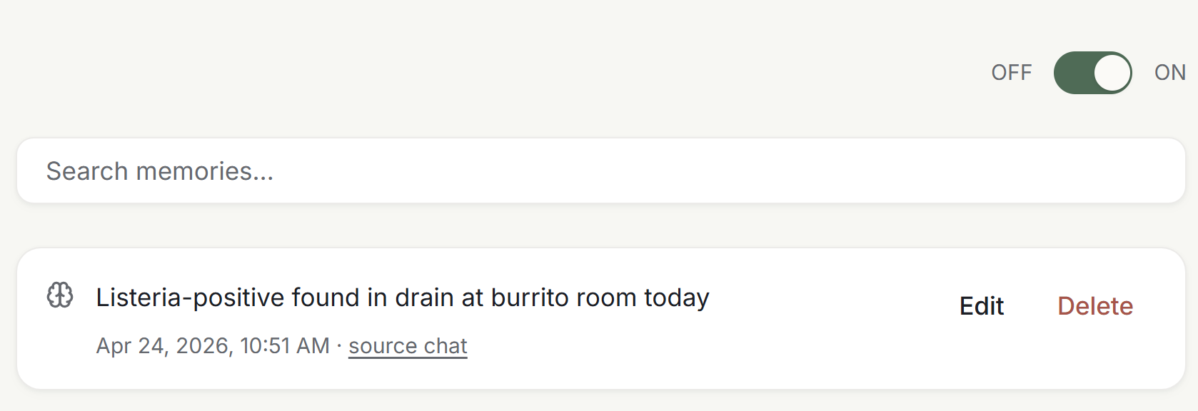 Facility context informs recommendations when enabled